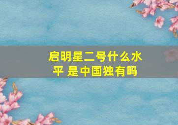 启明星二号什么水平 是中国独有吗